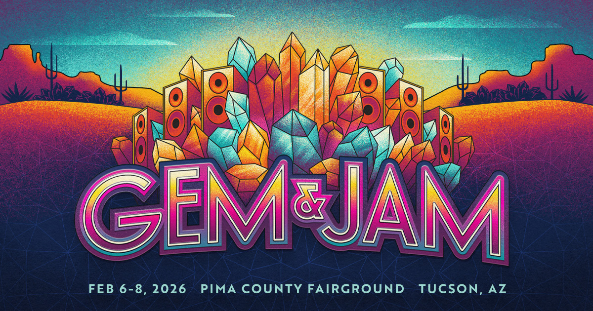 gem-and-jam-2026-tucson-resonantvibe-vave.jpg Gem & Jam 2026 festival graphic featuring crystal formations and speakers, Pima County Fairgrounds Tucson Arizona, where ResonantVibe offered VAVE™ sessions