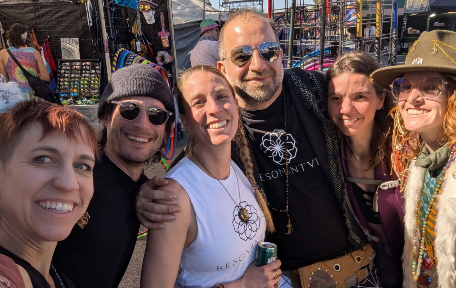 Members of the ResonantVibe team and supporters gathered at Gem & Jam Festival 2026 while offering VAVE™ Multisensory Resonant Frequency Therapy sessions.