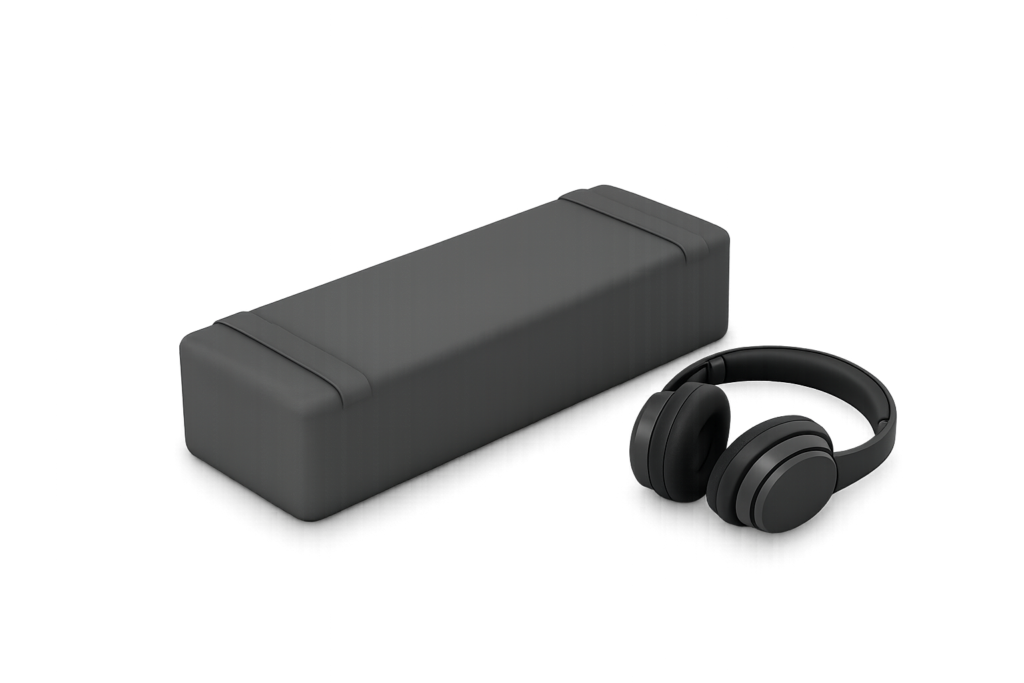 VAVE™ accessories including a VAVE Bolster and headphones used during multisensory resonant frequency therapy sessions.